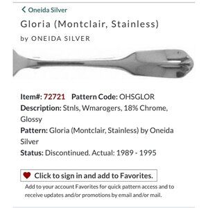 Oneida Silver Gloria Montclair Wmarogers Stainless Steel Fork 4 Glossy Flatware